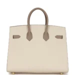 Hermès HSS Birkin 25 Craie and Gris Asphalte Epsom Brushed Gold Hardware