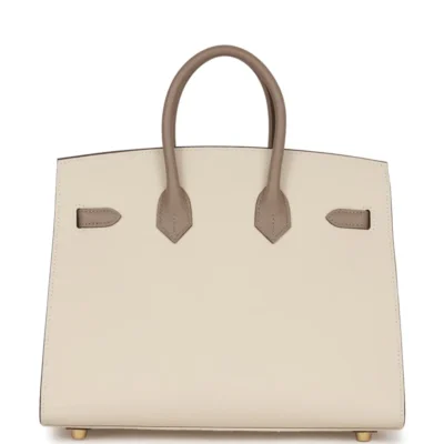 Hermès HSS Birkin 25 Craie and Gris Asphalte Epsom Brushed Gold Hardware