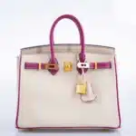 Hermès HSS Birkin 25 Rose Pourpre and Craie Epsom with Brushed Gold Hardware Best Lushentic Bags