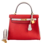 Hermès HSS Kelly 25 Retourne Rouge De Coeur and Biton Togo Brushed Gold Hardware Quality Rep