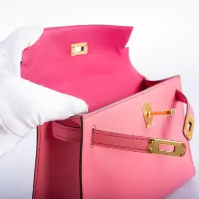 Hermès HSS Kelly Pochette Rose Azalee and Rose Mexico Swift Gold Hardware Quality Replica