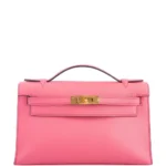 Hermès HSS Kelly Pochette Rose Azalee and Rose Mexico Swift Gold Hardware Quality Replica