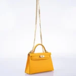 Hermès HSS Mini Kelly 20 II Sellier Moutard and Gris Perle Epsom Gold Hardware Replica designer handbags