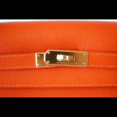 Hermès Kelly 32 Sellier Feu Lush Orange Epsom Gold Hardware Luxury replica handbags