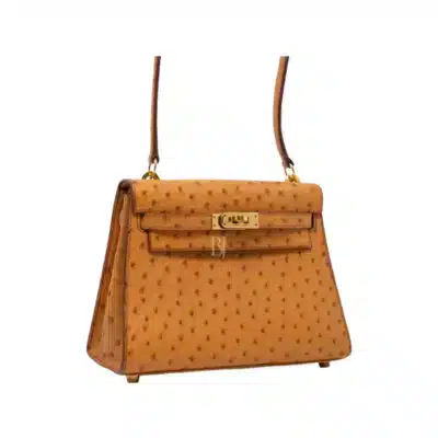 Hermès Mini Kelly 20 Cognac Ostrich Gold Hardware Replica Quality