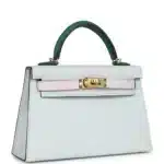 Hermès HSS Mini Kelly 20 Sellier Tri-Color Gris Platine/Mauve Pale/Vert Moyen Epsom Gold Hardware Lushentic replica handbags