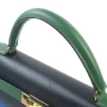 Hermès Vintage 1991 Kelly 32 Green/Black/Blue Courchevel Gold Hardware Lushentic Bags