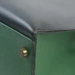 Hermès Vintage 1991 Kelly 32 Green/Black/Blue Courchevel Gold Hardware Lushentic Bags