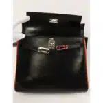 Hermès 2006 Kelly 25 Black and Orange Togo Palladium Hardware