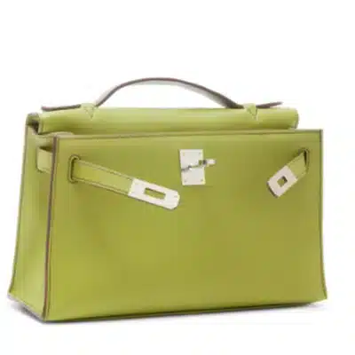 Hermès 2007 Kelly Pochette Vert Anis Swift Palladium Hardware