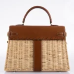 Hermès 2018 Kelly 35 Picnic Wicker & Barenia Palladium Hardware