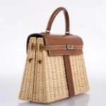 Hermès 2018 Kelly 35 Picnic Wicker & Barenia Palladium Hardware