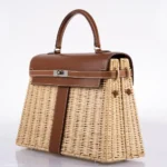 Hermès 2018 Kelly 35 Picnic Wicker & Barenia Palladium Hardware