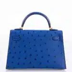 Hermès 2018 Mini Kelly 20 II Sellier Blue Sapphire Ostrich Gold Hardware Fake luxury bags for sale