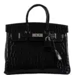 Hermès 2019 Birkin 25 Black Shiny Niloticus Crocodile Palladium Hardware