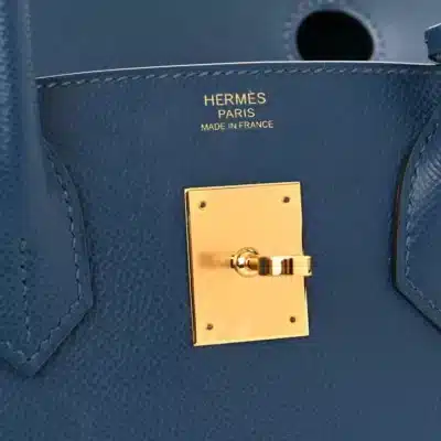 Hermès 2019 Birkin 30 Deep Blue Epsom logo