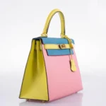 Hermès 2019 Kelly 28 Sellier Tri-Color Confetti/Lime/Aztec Chevre Brushed Gold Hardware Luxury replica handbags