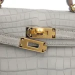 Hermès 2019 Mini Kelly II Gris Perle Matte Alligator Mississippiensis Gold Hardware