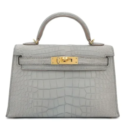 Hermès 2019 Mini Kelly II Gris Perle Matte Alligator Mississippiensis Gold Hardware