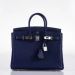 Hermès 2020 Birkin 25 Blue Encre and Orange H Togo Palladium Hardware Replica inspired