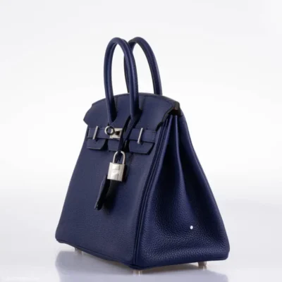 Hermès 2020 Birkin 25 Blue Encre and Orange H Togo Palladium Hardware Replica inspired