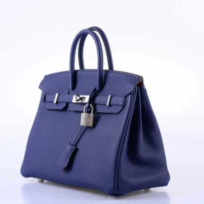 Hermès 2020 Birkin 25 Blue Encre and Orange Togo Palladium Hardware  Replica luxury handbags