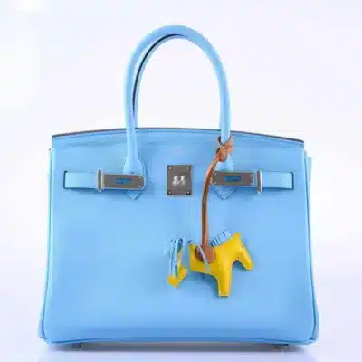 Hermès 2020 Birkin 30 Blue Celeste Epsom Palladium Hardware Replica luxury handbag