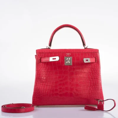 Hermès 2020 Kelly 28 Retourne Rose Extreme Matte Alligator Missipensis front2