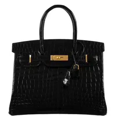 Hermès 2021 Birkin 30 Black Shiny Niloticus Crocodile Gold Hardware