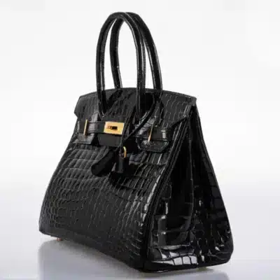 Hermès 2021 Birkin 30 Black Shiny Niloticus Crocodile Gold Hardware