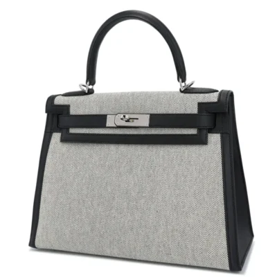 Hermès 2021 HSS Kelly 28 Black Toile H Swift Palladium Hardware Best Lushentic Bags