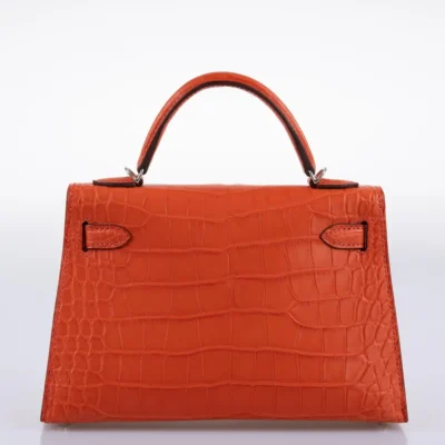 Hermès 2021 Mini Kelly 20 II Poppy Matte Alligator Mississippiensis Palladium Hardware Replica Quality