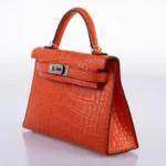 Hermès 2021 Mini Kelly 20 II Poppy Matte Alligator Mississippiensis Palladium Hardware Replica Quality