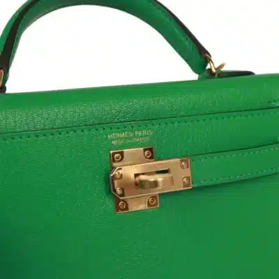 Hermès 2021 Mini Kelly 20 II Sellier Bambou Chevre Gold Hardware replica handbags online