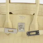 Hermès 2022 Birkin 25 Vanille Matte Alligator Mississippiensis Palladium Hardware