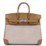 Hermès 2023 HSS Birkin 25 Biscuit Swift & Toile H Palladium Hardware