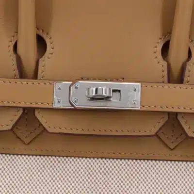 Hermès 2023 HSS Birkin 25 Biscuit Swift & Toile H Palladium Hardware