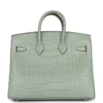 Hermès Birkin 20 Sellier Vert D'eau Matte Alligator Gold Hardware handbag dupes