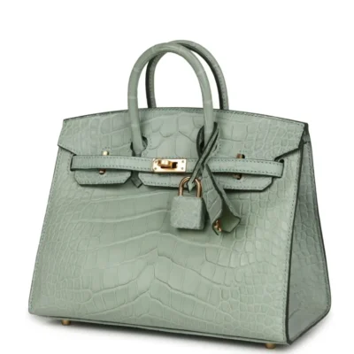 Hermès Birkin 20 Sellier Vert D'eau Matte Alligator Gold Hardware handbag dupes