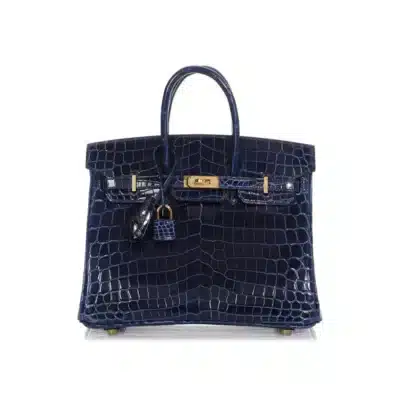 Hermès Birkin 25 Bleu Saphir Lissé Niloticus Crocodile Gold Hardware