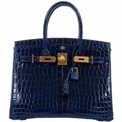 Hermès Birkin 25 Bleu Saphir Matte Alligator Mississippiensis Gold Hardware