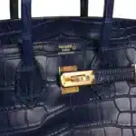 Hermès Birkin 25 Bleu Saphir Matte Alligator Mississippiensis Gold Hardware