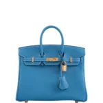 Hermès Rare Collectible Birkin 25 Blue Jean Togo Gold Hardware