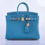 Hermès Rare Collectible Birkin 25 Blue Jean Togo Gold Hardware