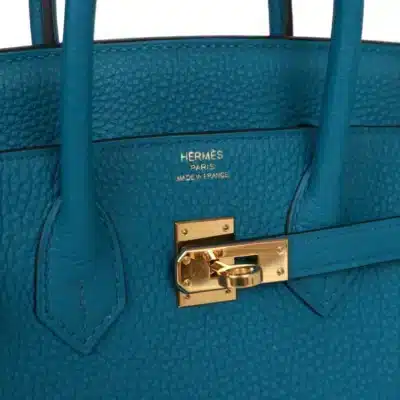 Hermès Birkin 25 Cobalt Togo logo