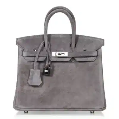 Hermès Birkin 25 Gris Fume Doblis Suede Palladium Hardware