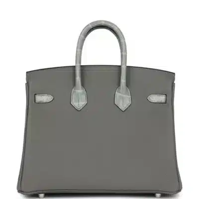 Hermès Birkin 25 Gris Meyer Togo and Gris Ciment Matte Alligator Mississippiensis Touch Palladium Hardware