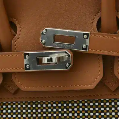 Hermès Birkin 25 Noisette Swift & Cadrille Toile detail1