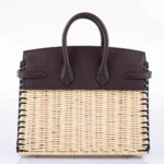 Hermès Rare Collectible Birkin 25 Picnic Rouge Osier Wicker & Swift Palladium Hardware