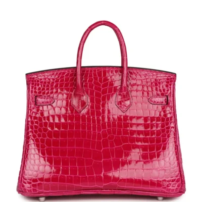 Hermès Birkin 25 Rose Mexico Shiny Porosus Crocodile Palladium Hardware